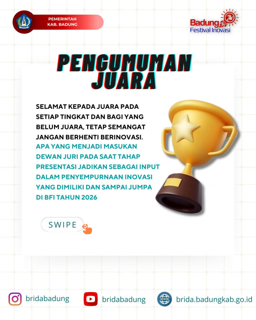 Pengumuman Juara Badung Festival Inovasi tahun 2025